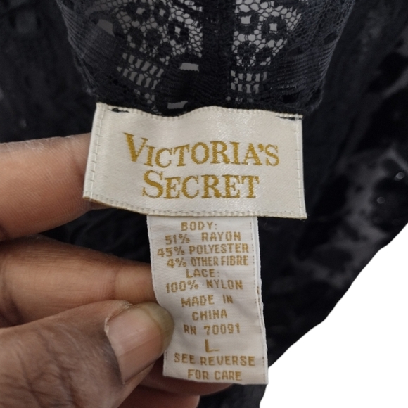 Victoria Secret Gold Label Black Floral Burnout Tie Front Lace Teddy Bodysuit - Picture 6 of 7